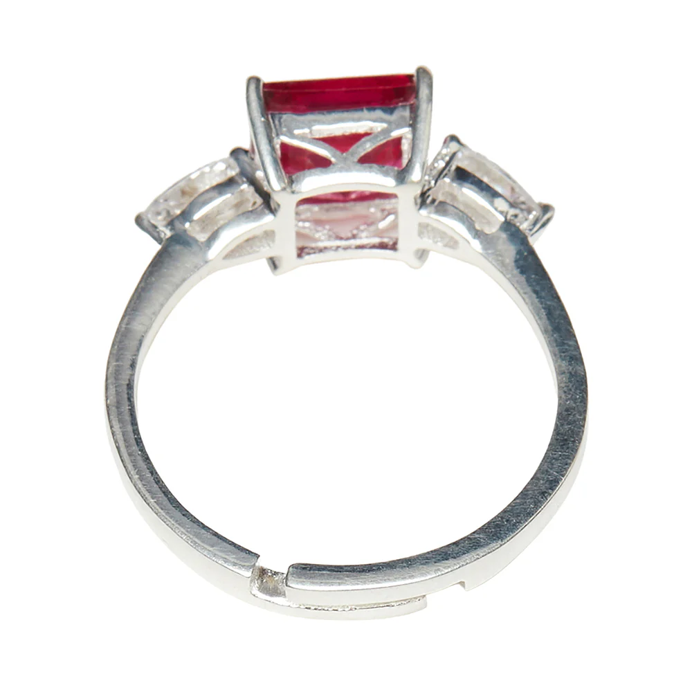 A Reverent Luxury Silver Ring Studded With Red Stone - Image 4