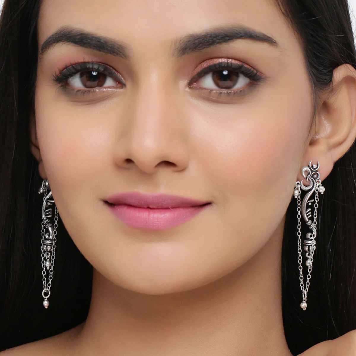 Aarambh Stylish Om Chain Earrings - Image 2