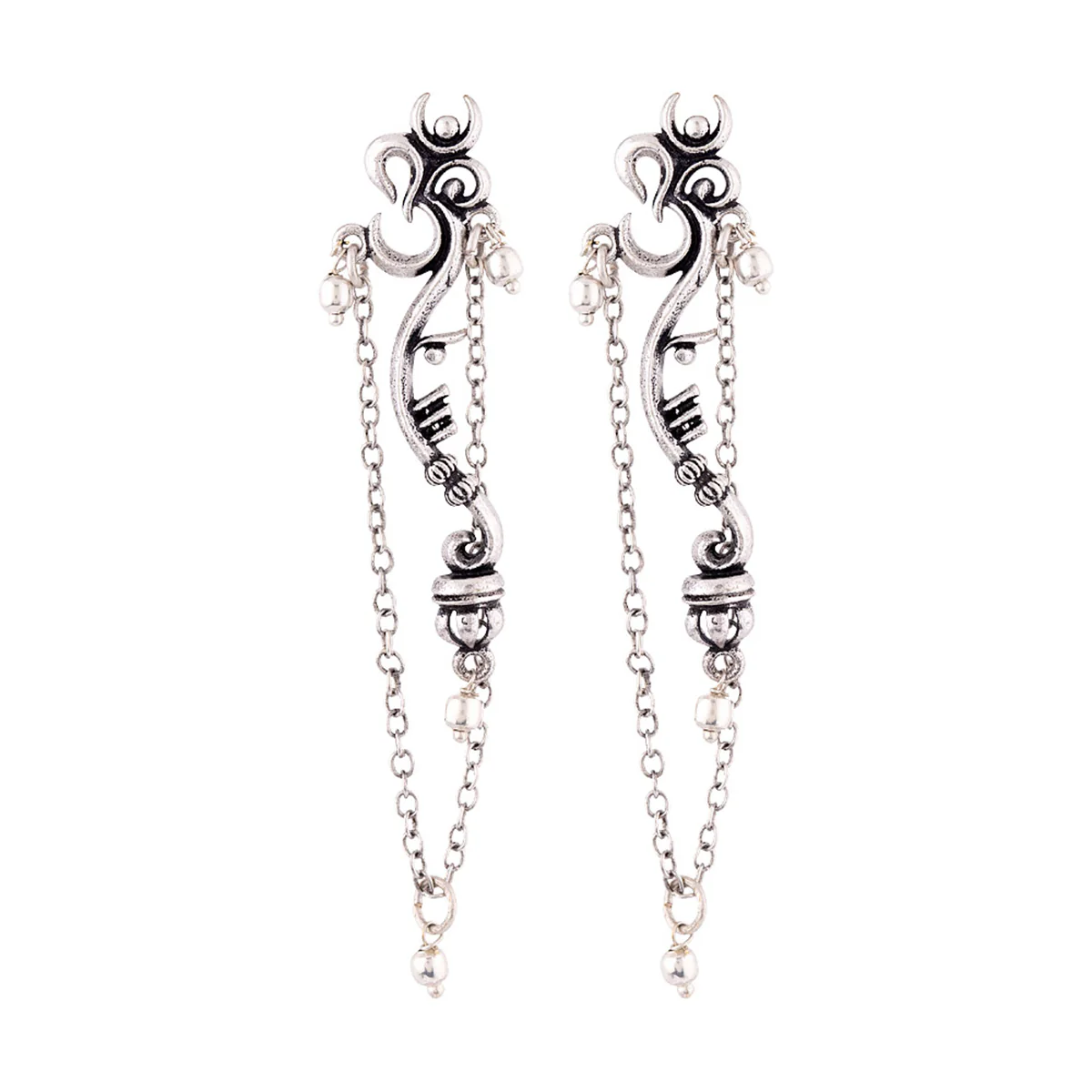 Aarambh Stylish Om Chain Earrings - Image 3