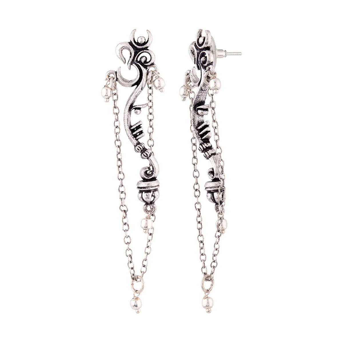 Aarambh Stylish Om Chain Earrings - Image 4