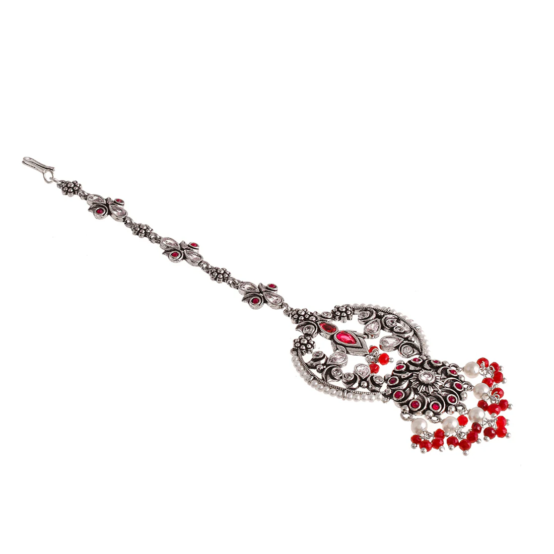 Abharan Ethnic Pearls Embellished Floral Maang Tika - Image 5