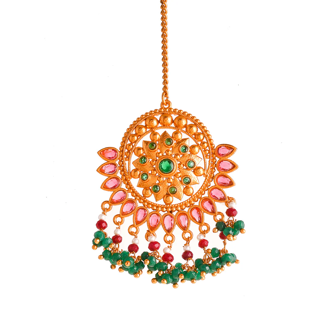 Abharan Ethnic Pearls Embellished Maang Tika - Image 4