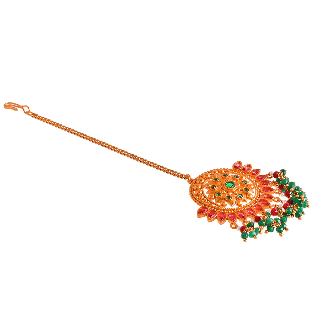 Abharan Ethnic Pearls Embellished Maang Tika - Image 5
