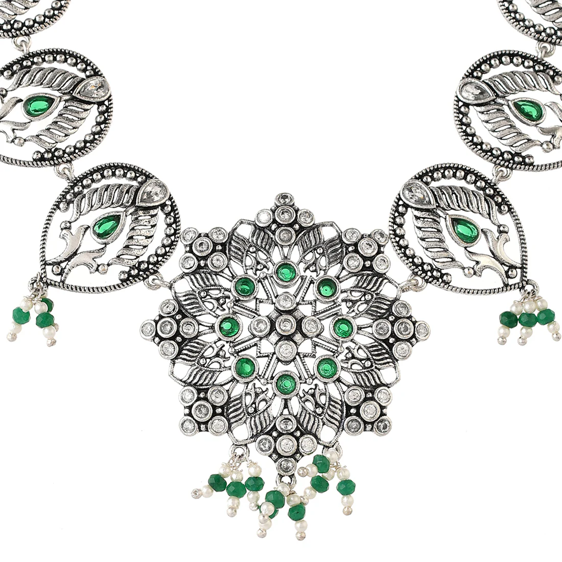 Abharan Filigree Pearls and Stones Embellished Jewellery Set - Image 4