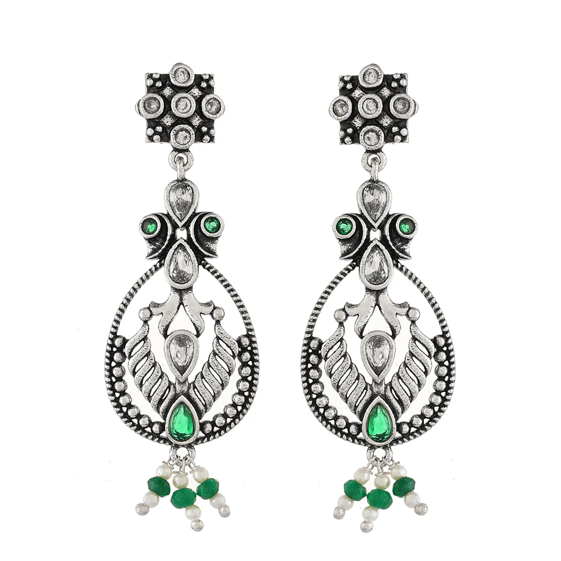 Abharan Filigree Pearls and Stones Embellished Jewellery Set - Image 5