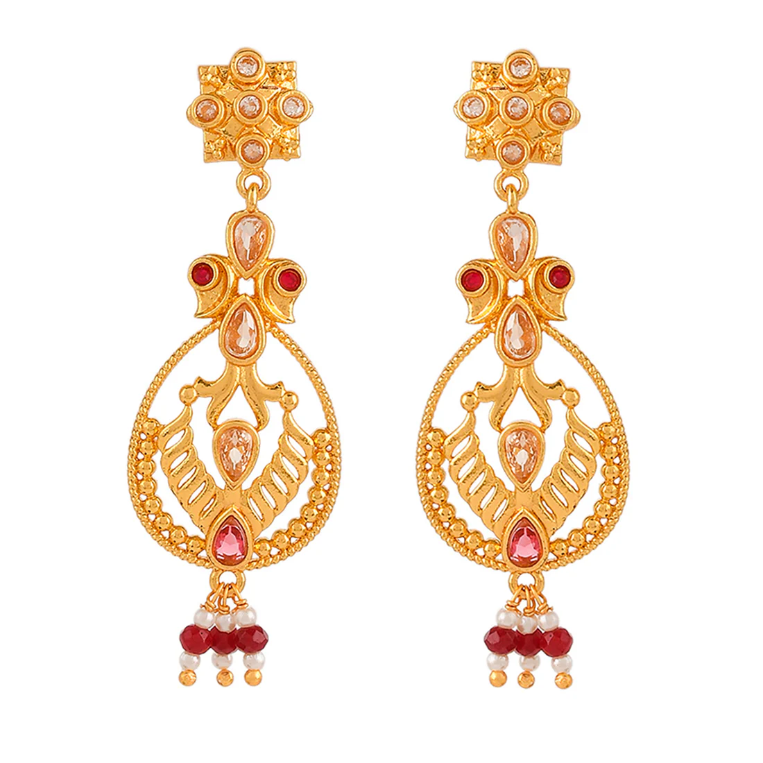 Abharan Filigree Pearls and Stones Embellished Jewellery Set - Image 5