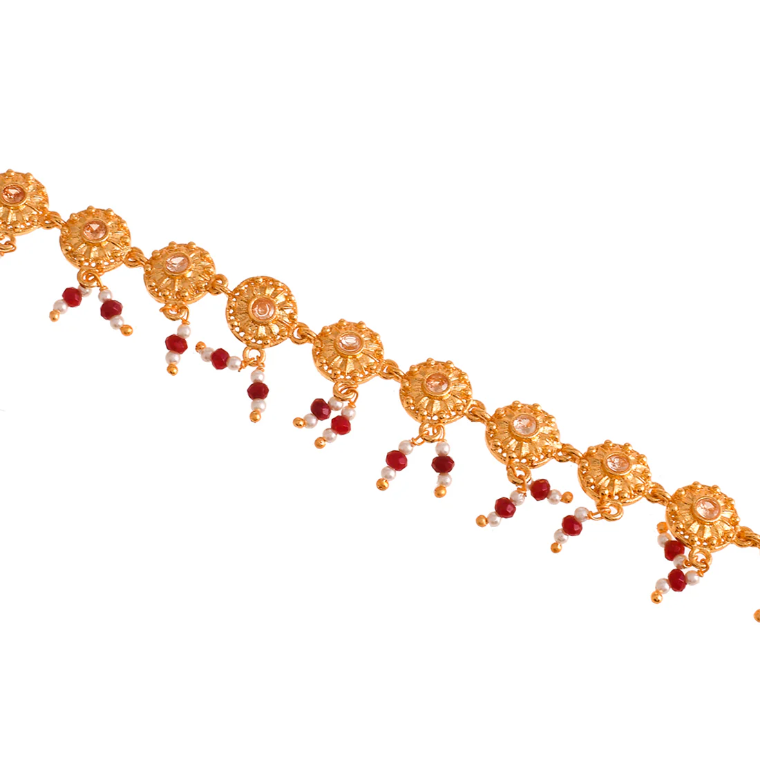 Abharan Floral Motifs Gold Plated Maang Tika - Image 4