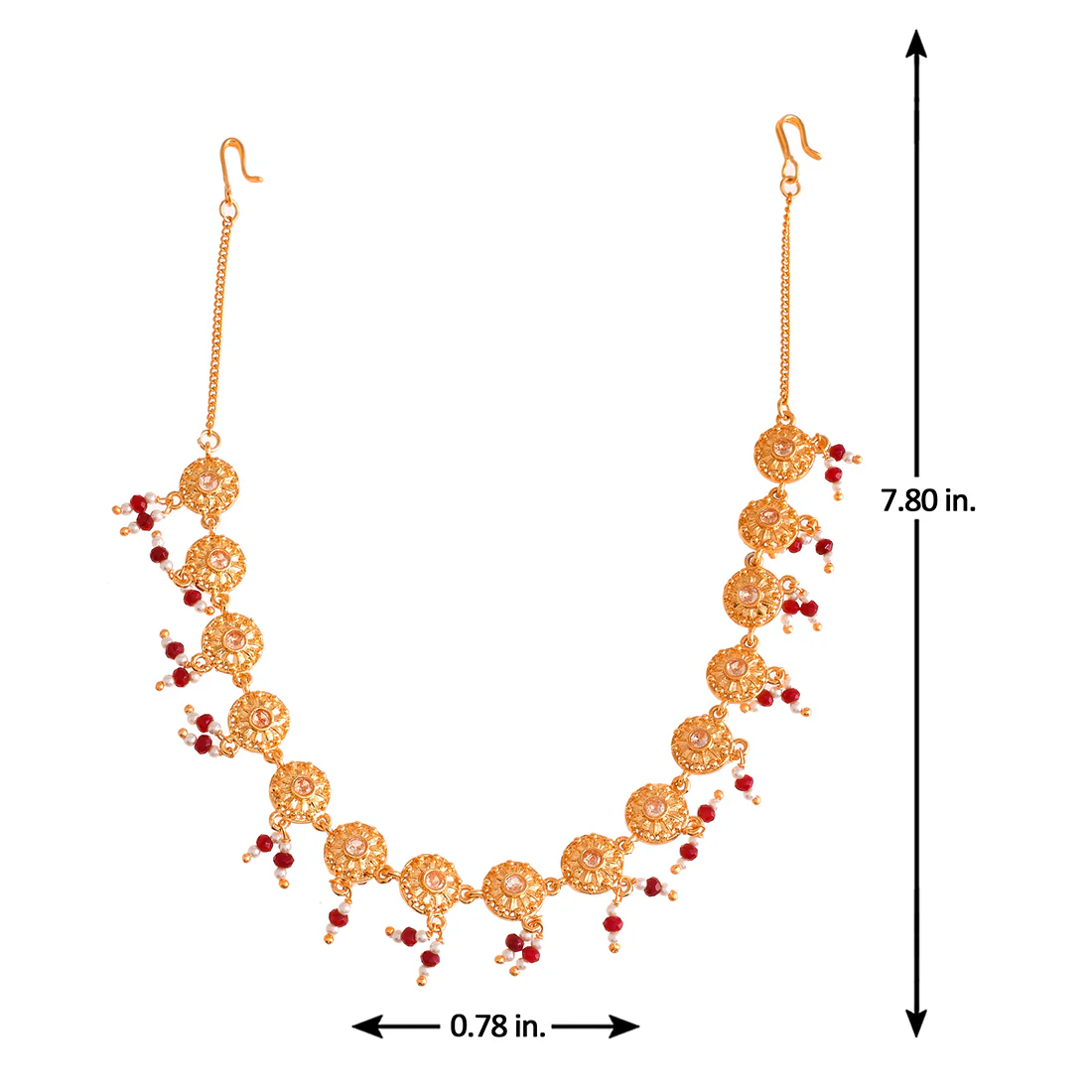 Abharan Floral Motifs Gold Plated Maang Tika - Image 6
