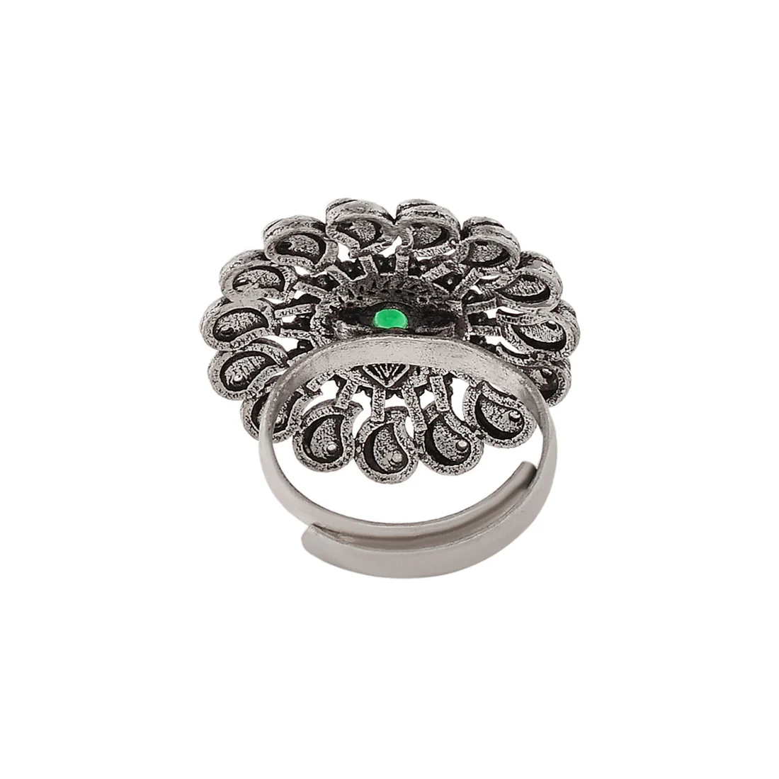 Abharan Green and White Round Cut Stones Ring - Image 5