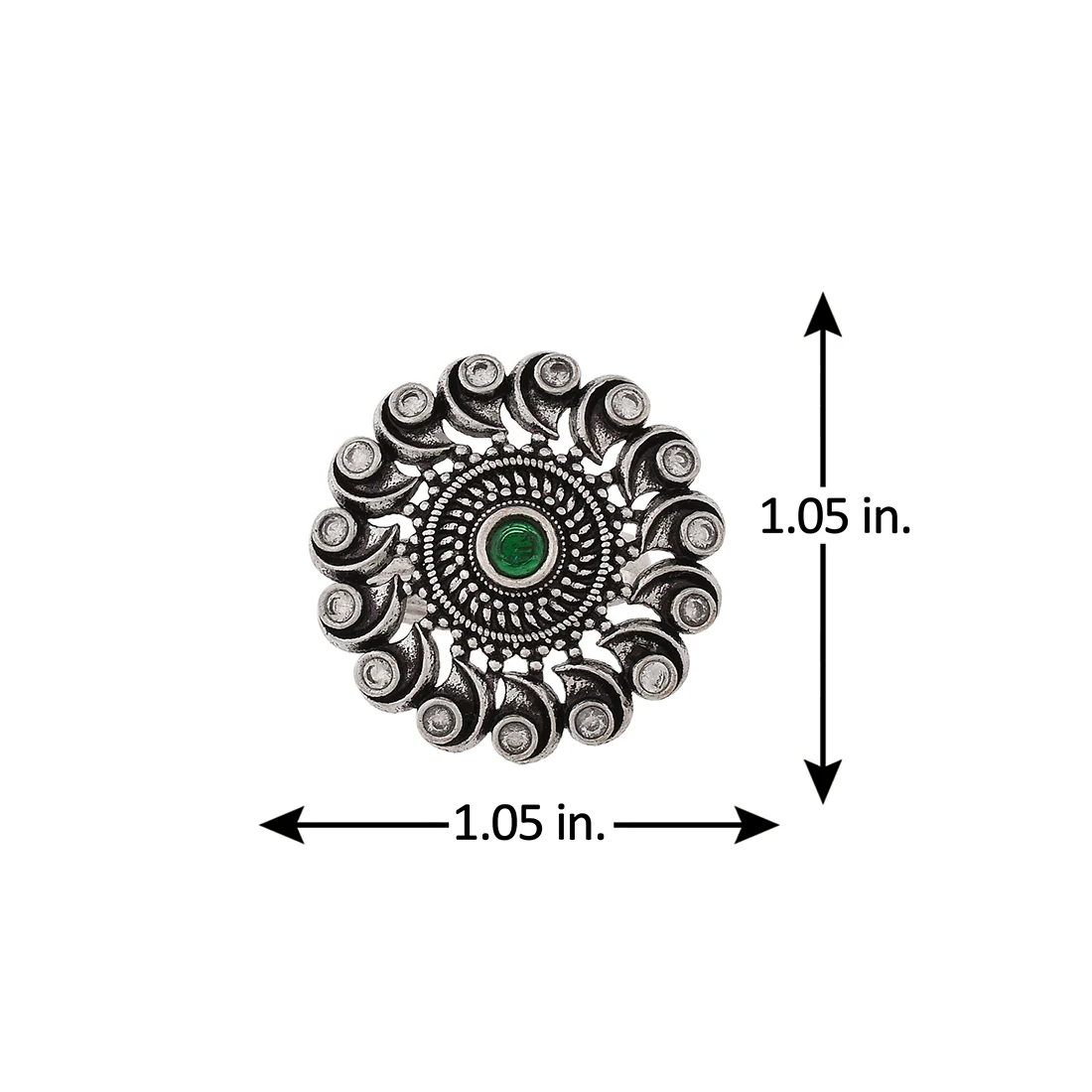 Abharan Green and White Round Cut Stones Ring - Image 6