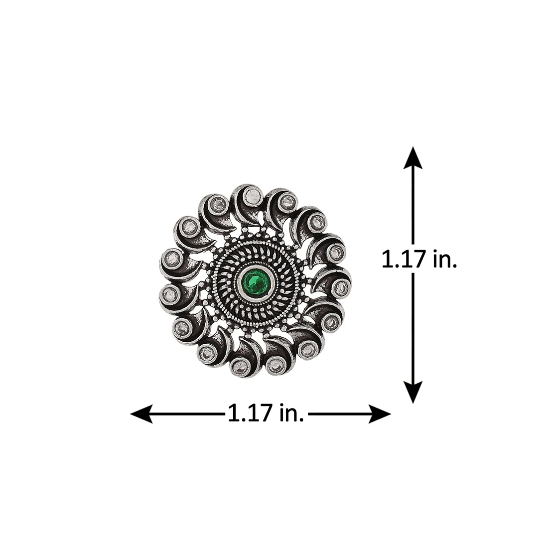 Abharan Green and White Round Cut Stones Stud Earrings - Image 6