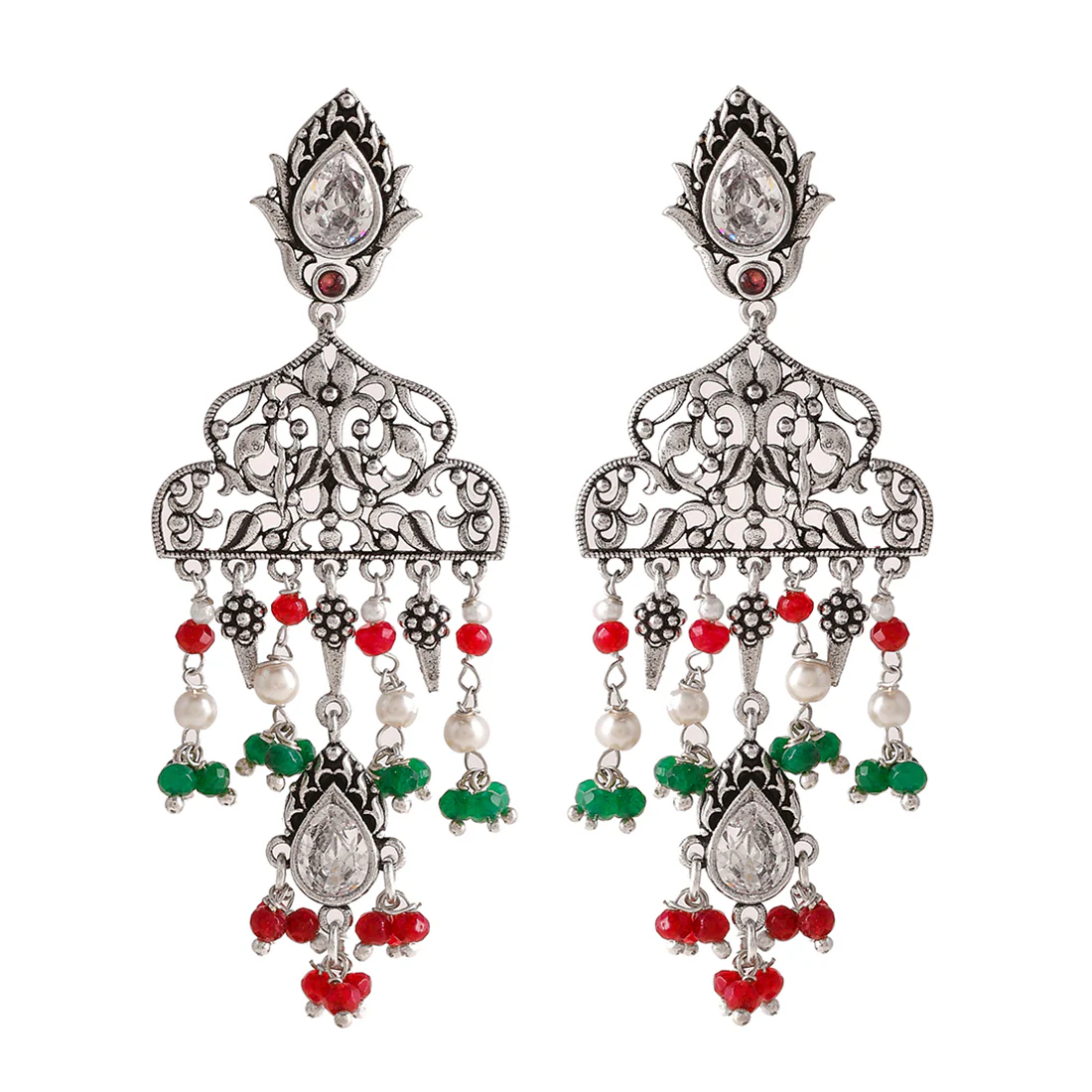 Abharan Lightly Embellished Filigree Earrings - Image 3