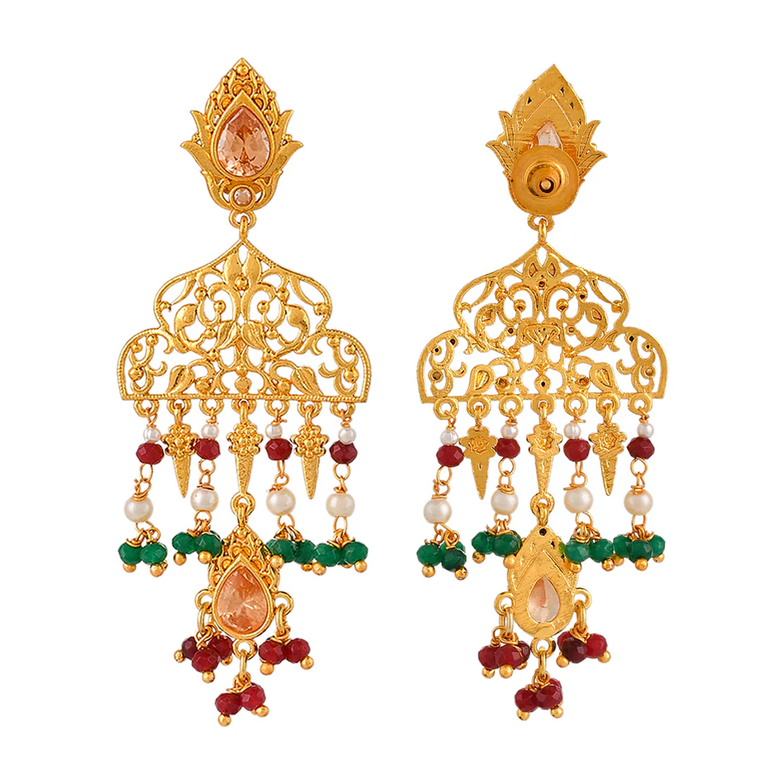 Abharan Lightly Embellished Filigree Earrings - Image 5