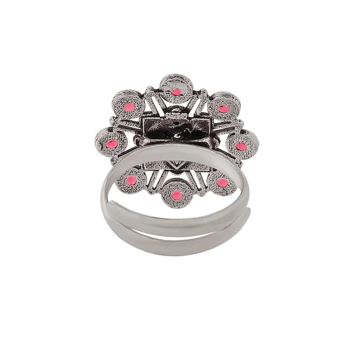 Abharan Pink Round Cut Stones Floral Ring - Image 5