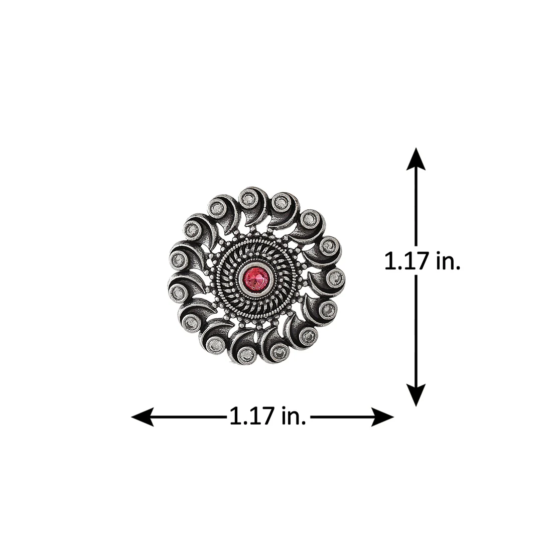 Abharan Red and White Round Cut Stones Stud Earrings - Image 6