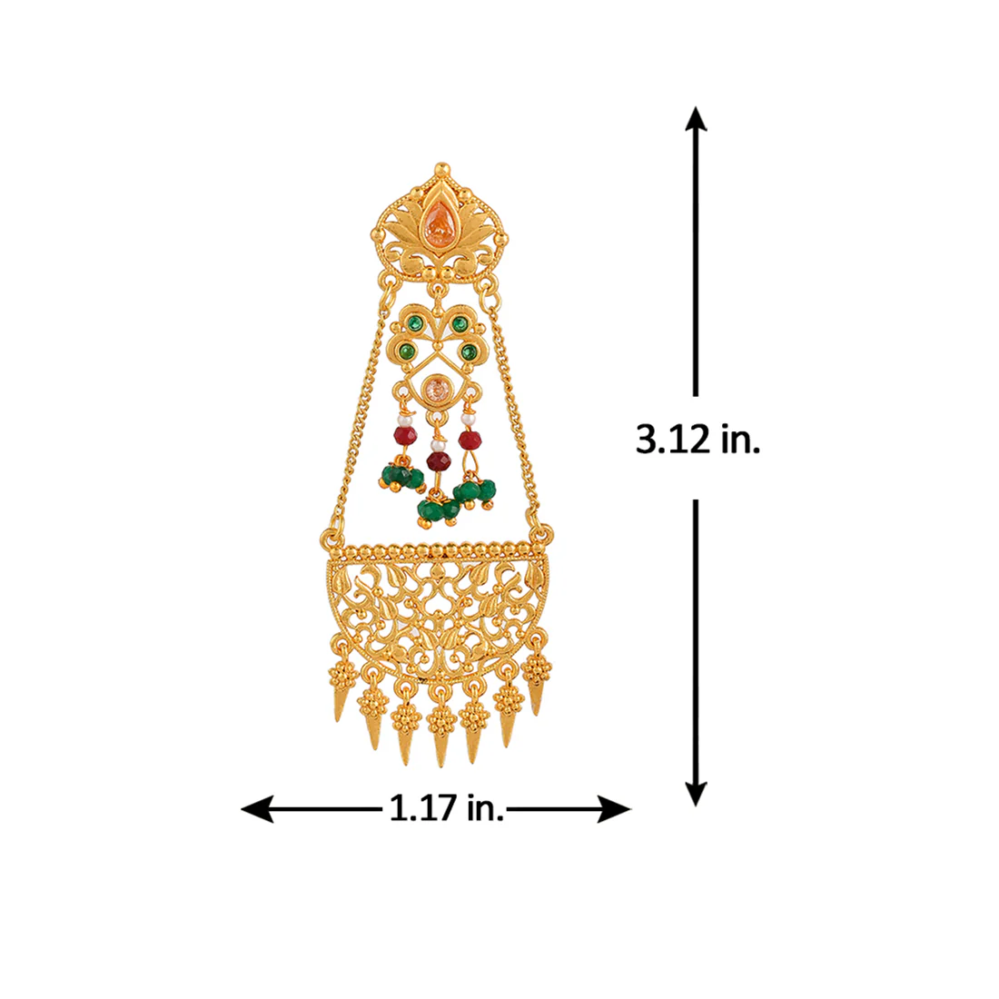 Abharan Stones and Pearls Gold Plated Drop Earrings - Image 6