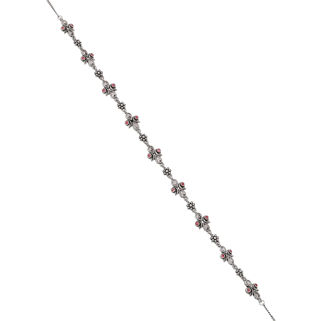 Abharan Teardrop Cut White and Pink Stones Edgy Maang Tika - Image 4