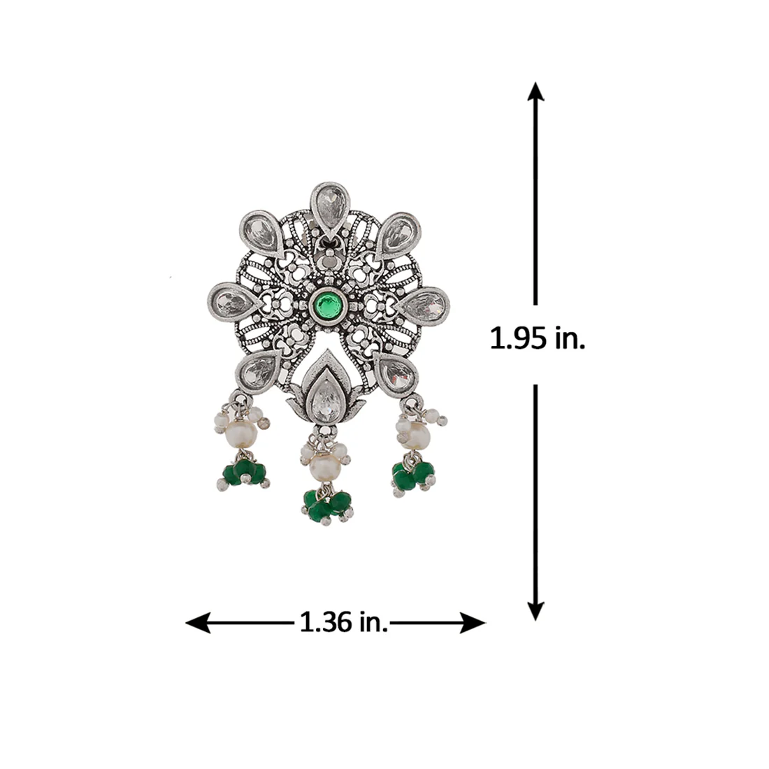 Abharan Teardrop Cut White Stones and Pearls Stud Earrings - Image 6