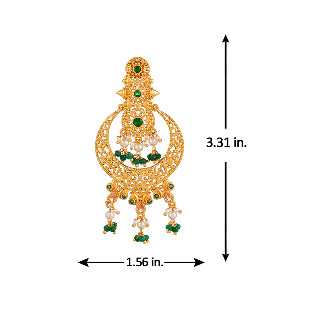 Abharan White Pearls and Stones Drop Earrings - Image 6
