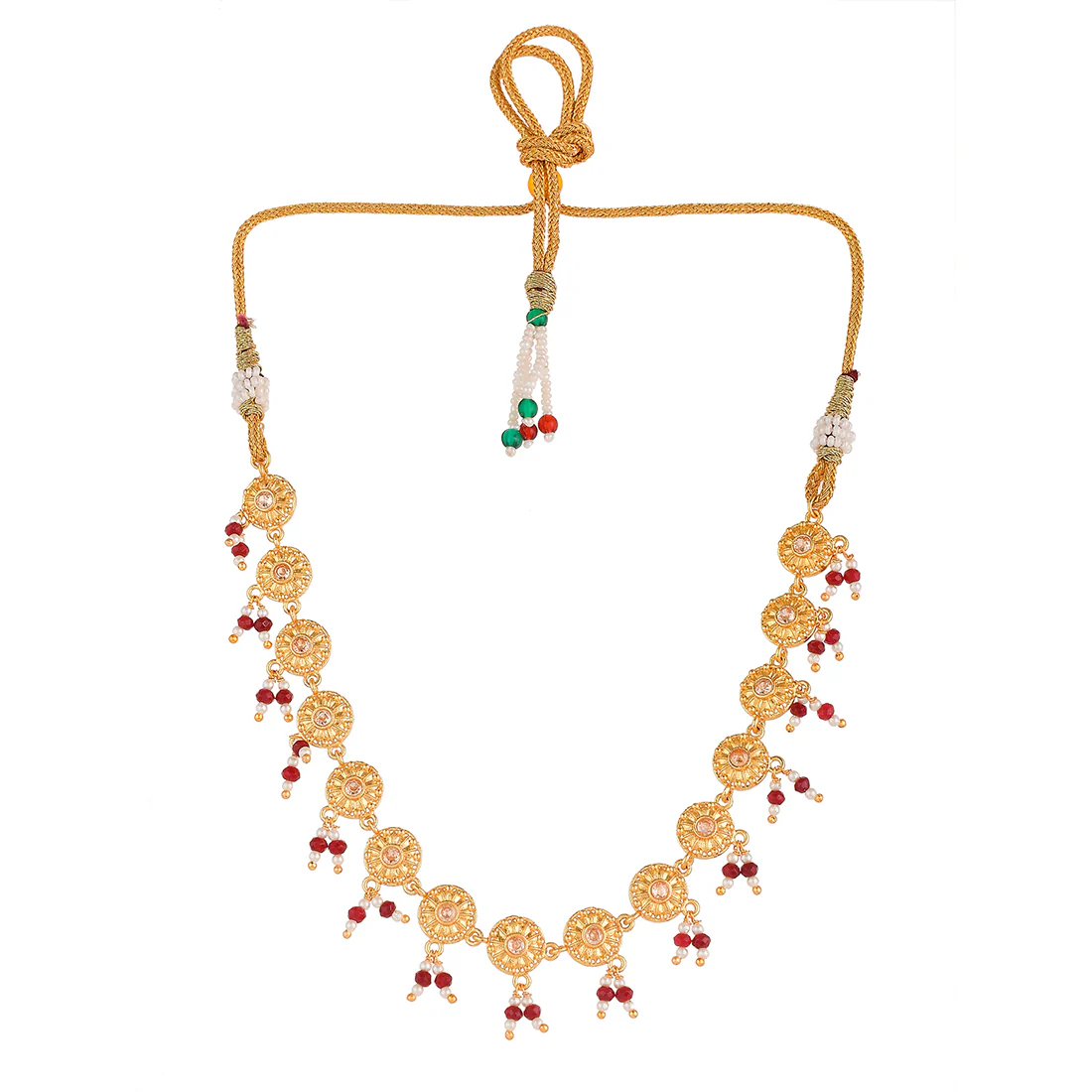 Abharan Yellow Gold Plated Lightly Embellished Jewellery Set - Image 3