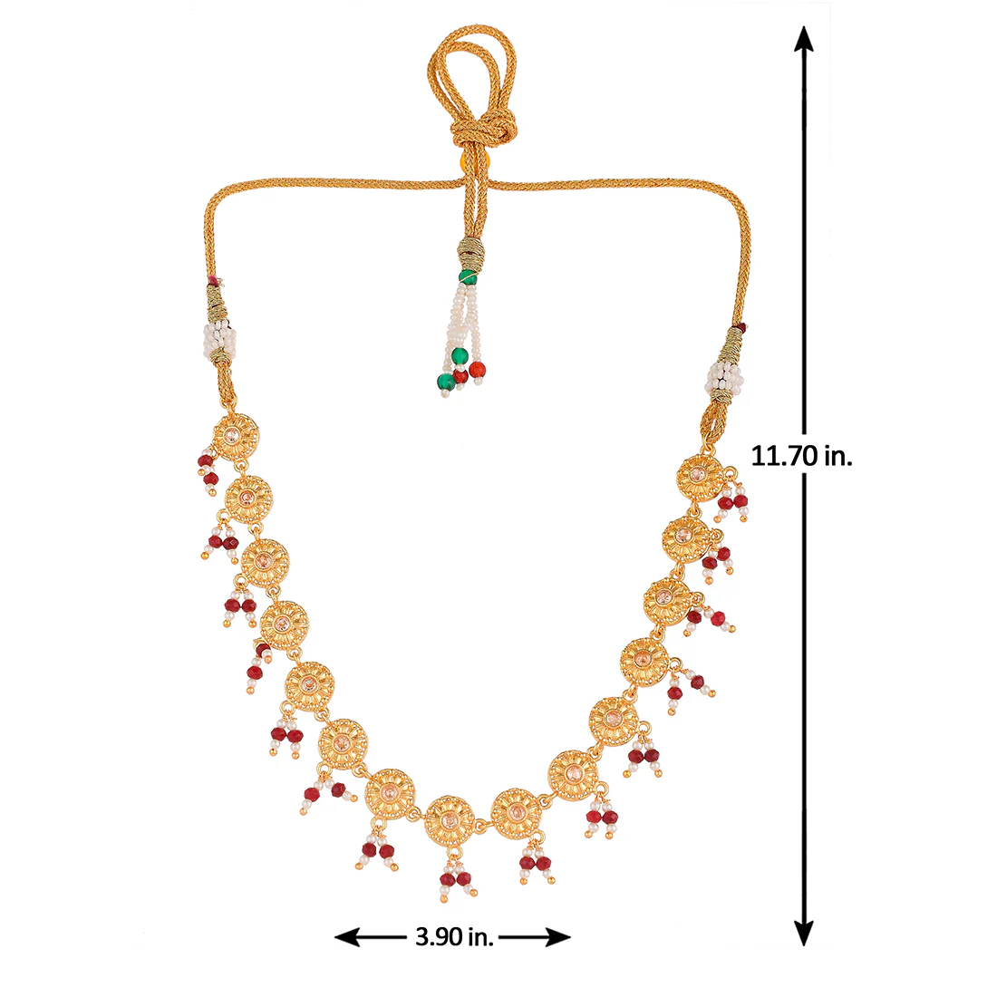 Abharan Yellow Gold Plated Lightly Embellished Jewellery Set - Image 5
