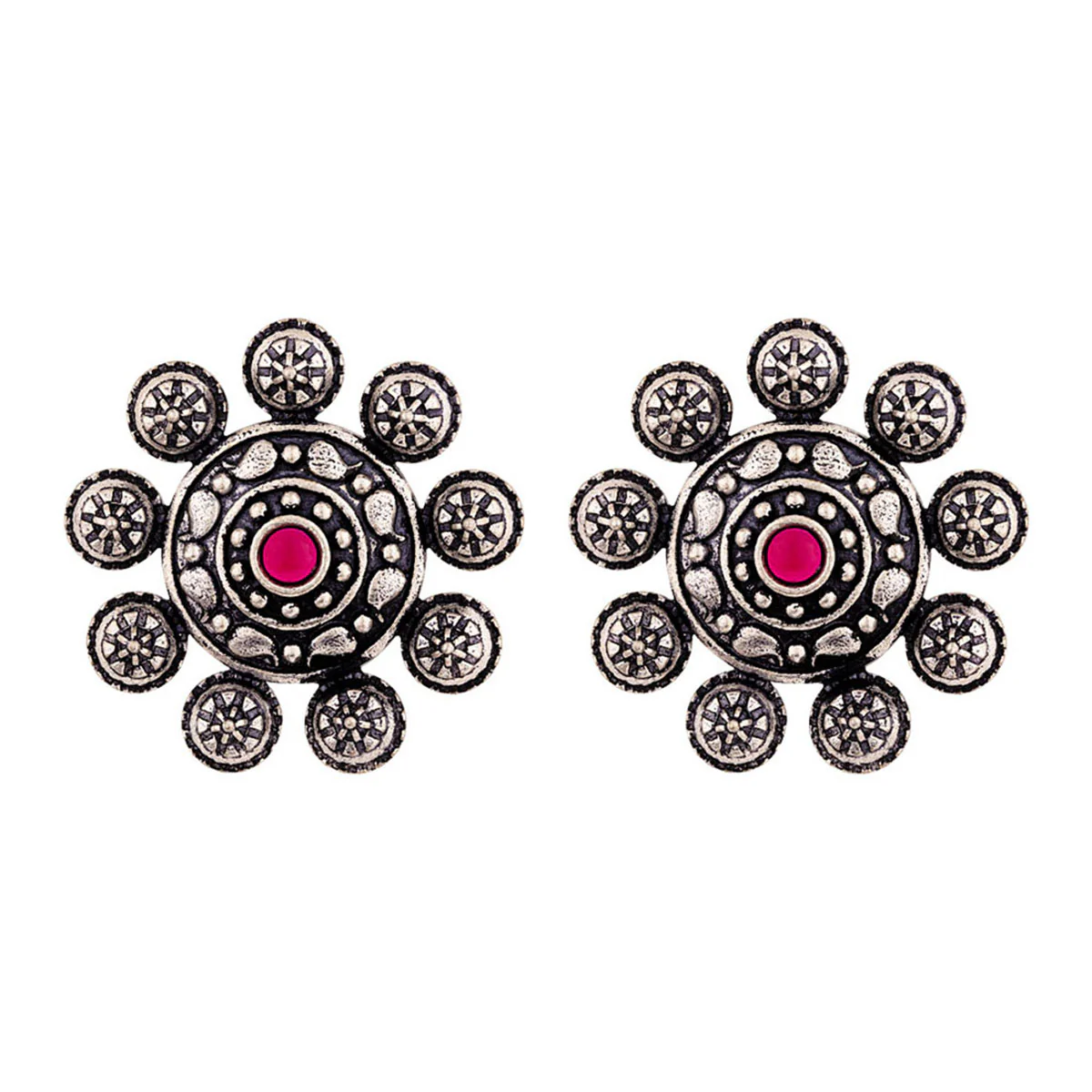 Abhira Floral Motif Stud Earrings - Image 3