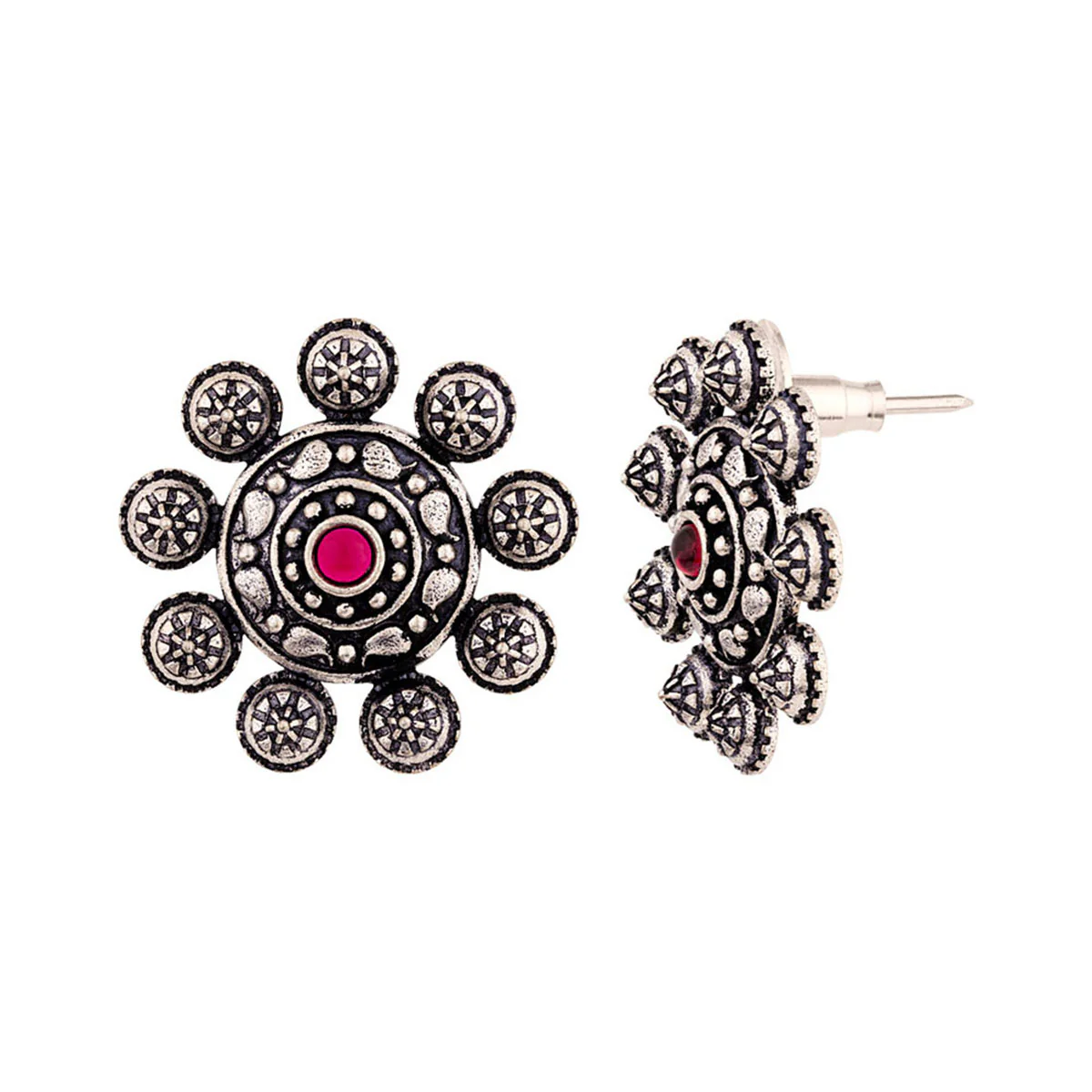 Abhira Floral Motif Stud Earrings - Image 4