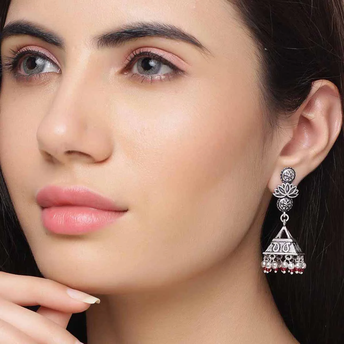 Abhira Paisley Motifs Embossed Earrings - Image 2
