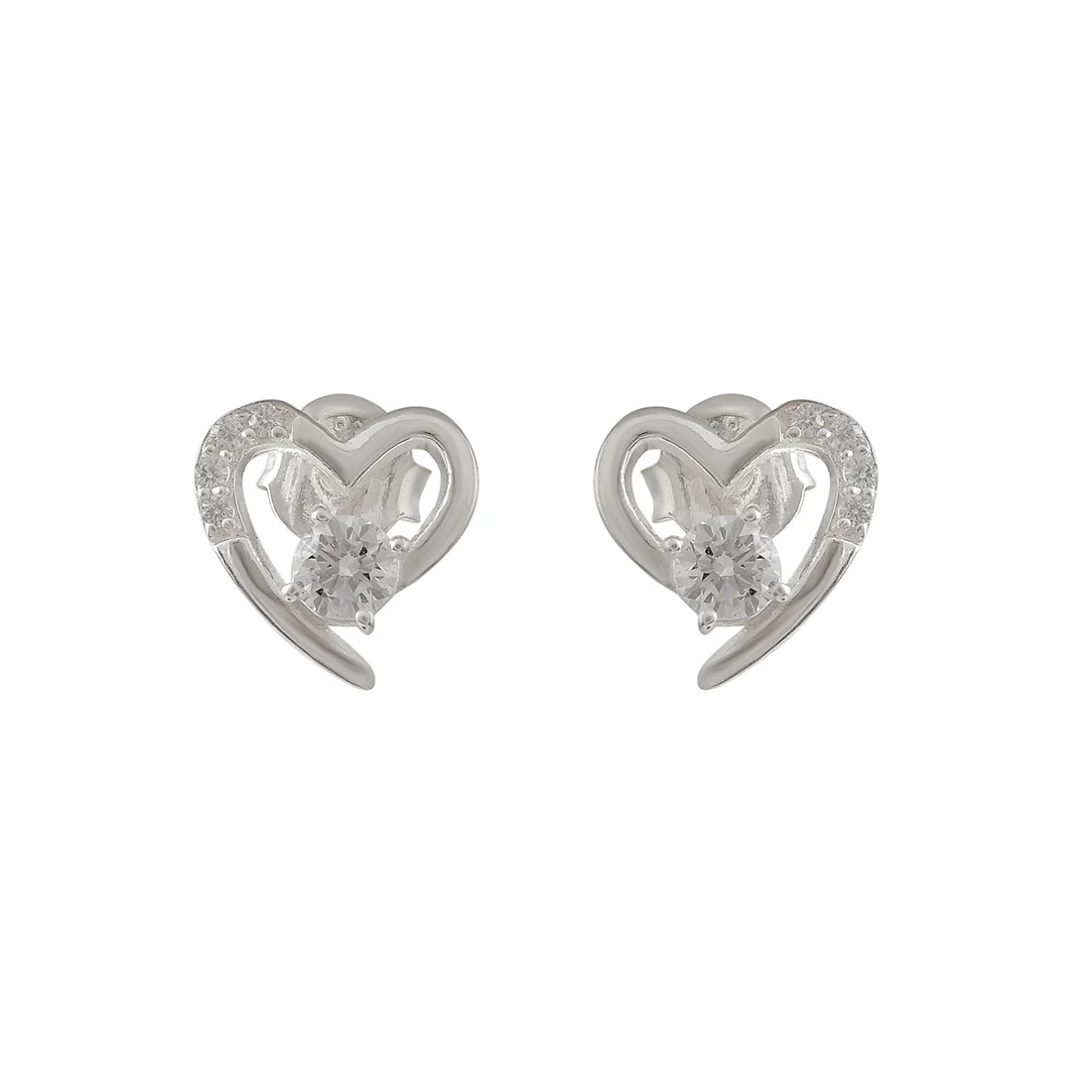 Adorable 925 Sterling Silver Heart-Shape Earrings - Image 3