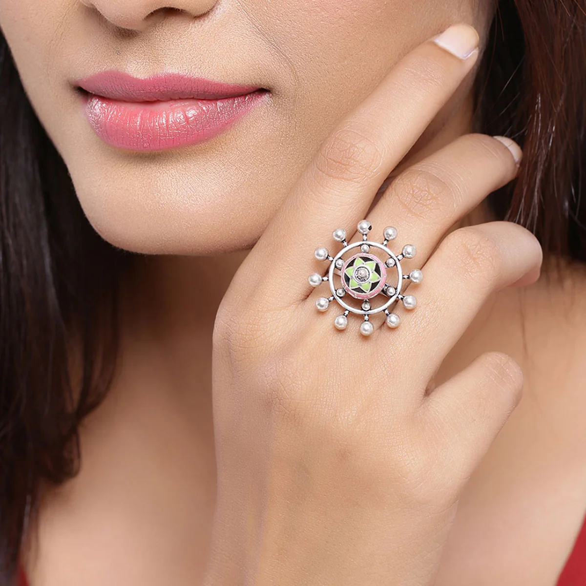 Adorned Spin Floral Inspired Ring - Image 2