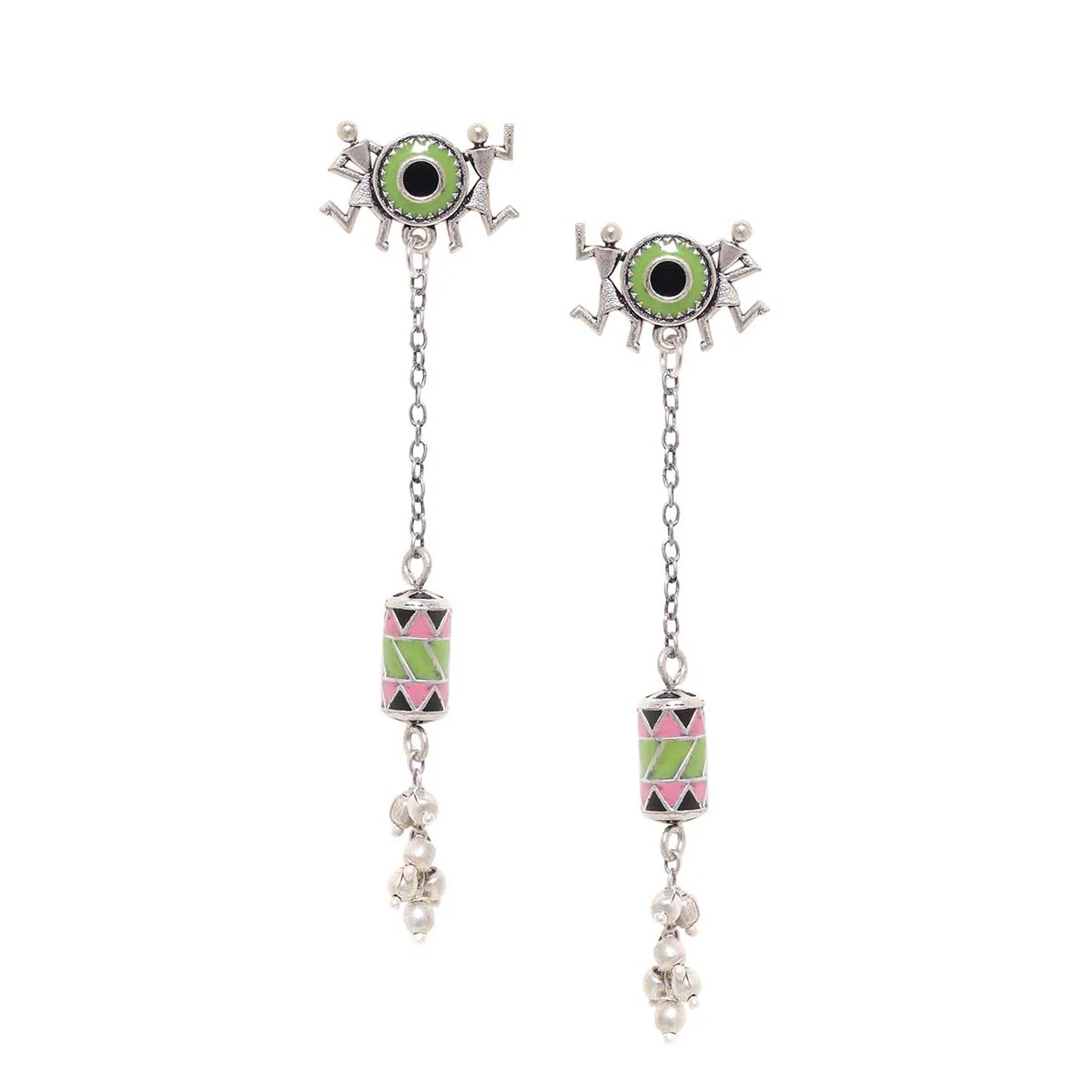 Adorned Spin Tribal Motifs Drop Earrings - Image 3