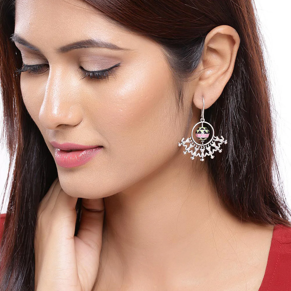 Adorned Spin Tribal Motifs Earrings - Image 2