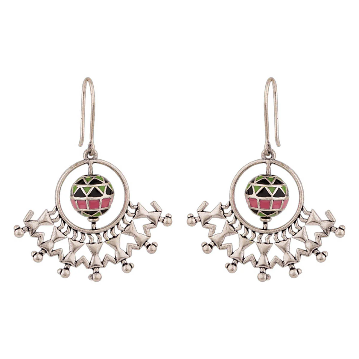 Adorned Spin Tribal Motifs Earrings - Image 3