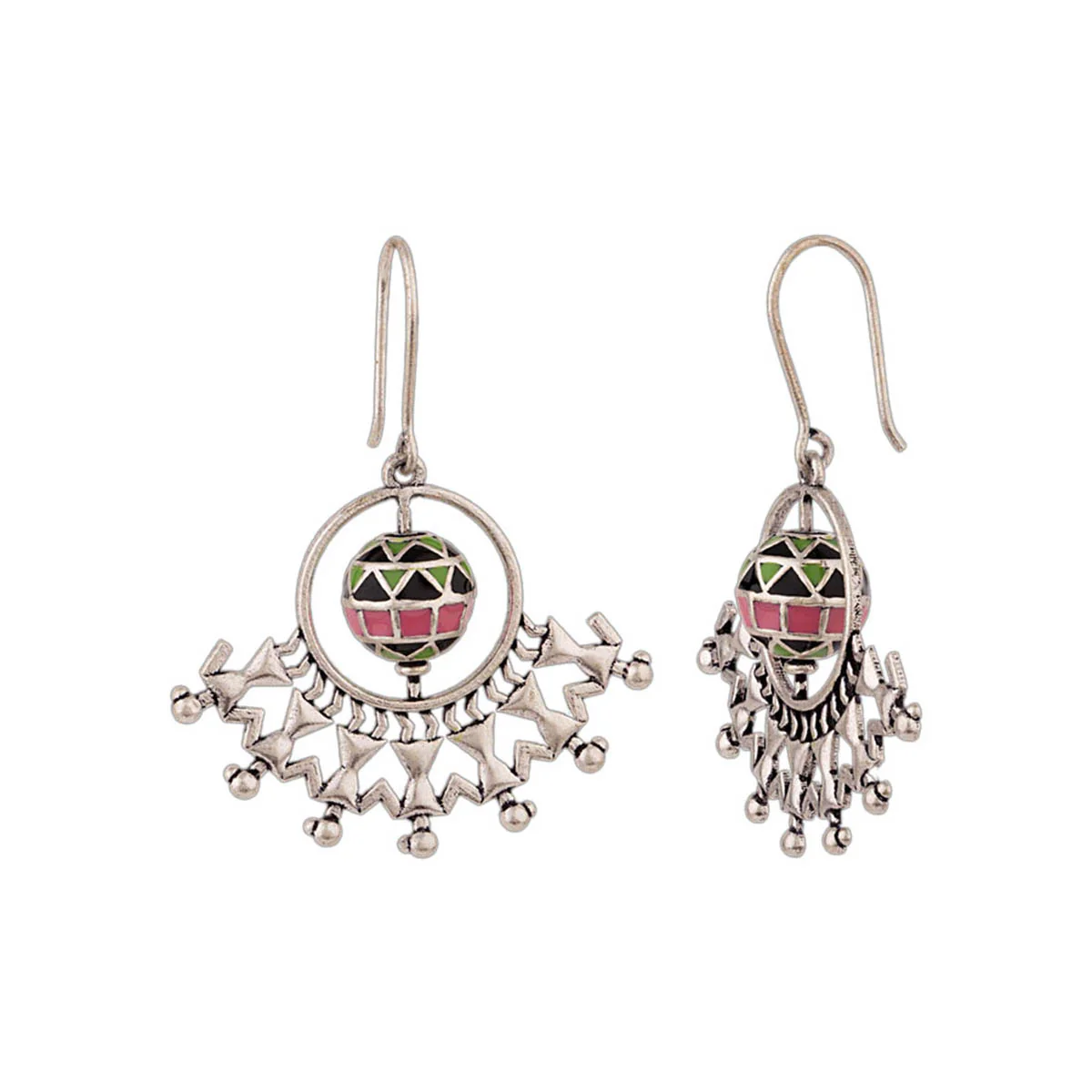 Adorned Spin Tribal Motifs Earrings - Image 4