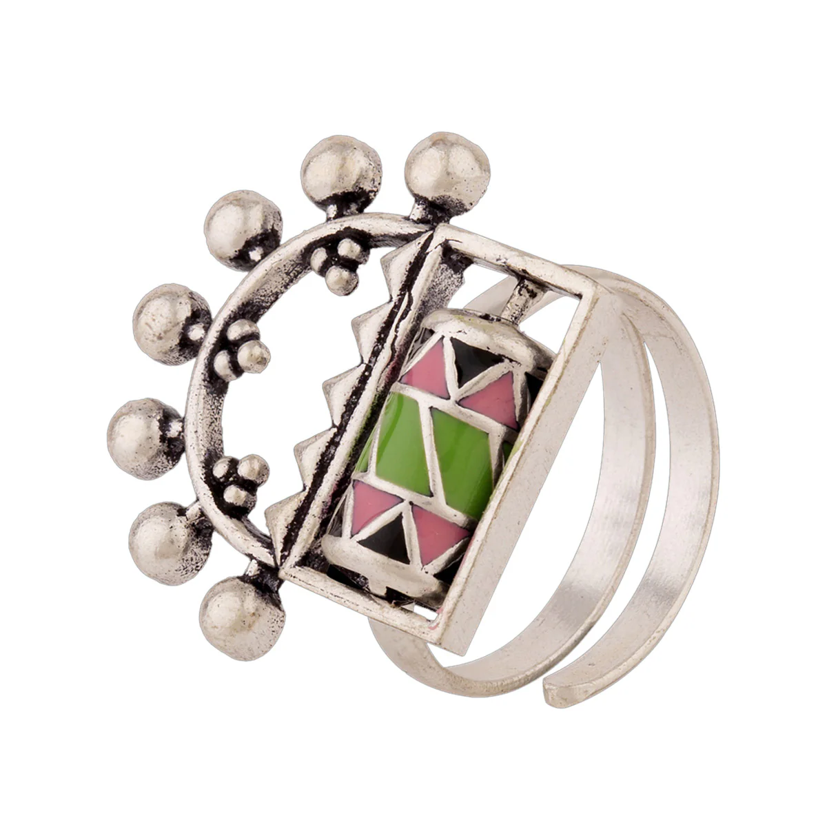 Adorned Spin Tribal Motifs Ring - Image 3