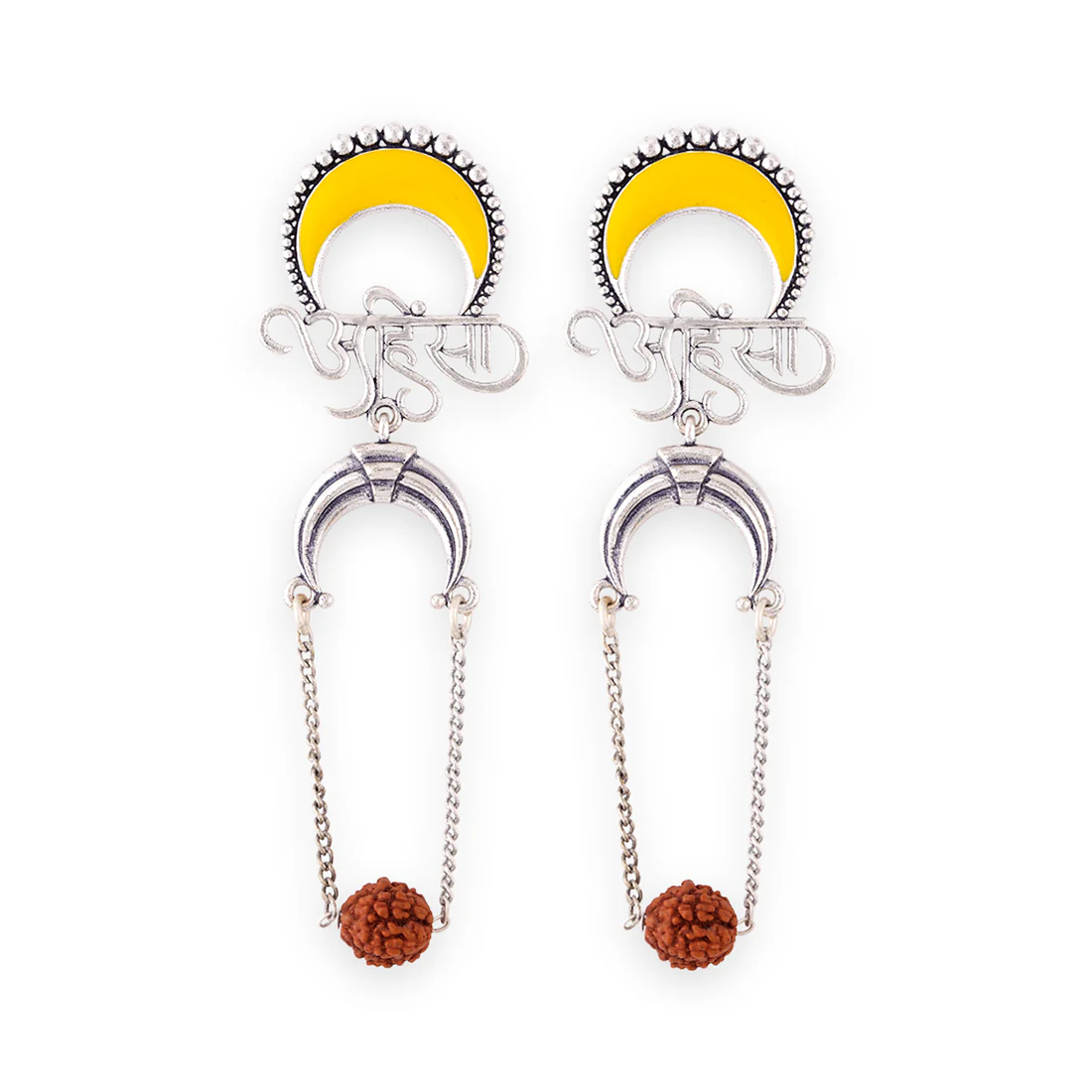 Aham Brahmasmi Ahinsa Drop Earrings - Image 3