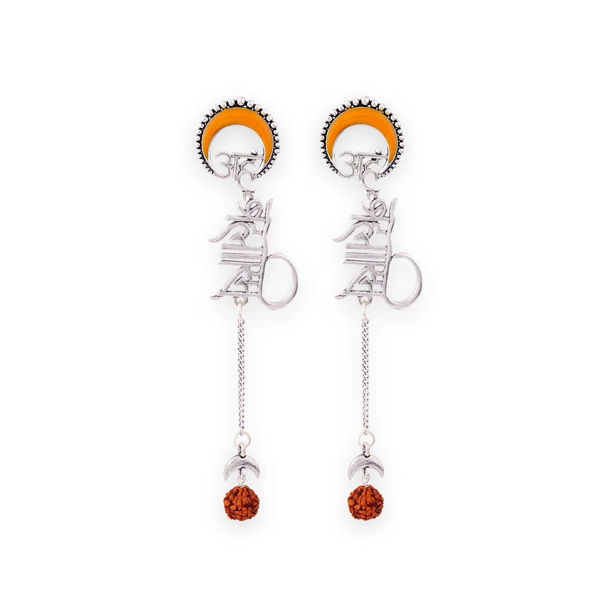 Aham Brahmasmi Inscription Long Drop Earrings - Image 3