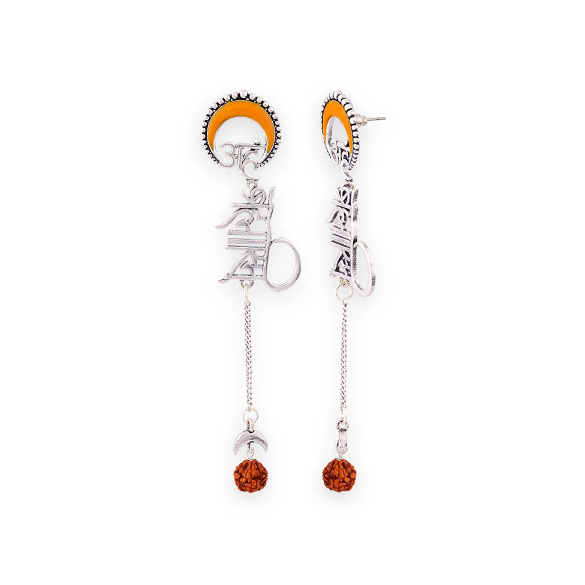 Aham Brahmasmi Inscription Long Drop Earrings - Image 4