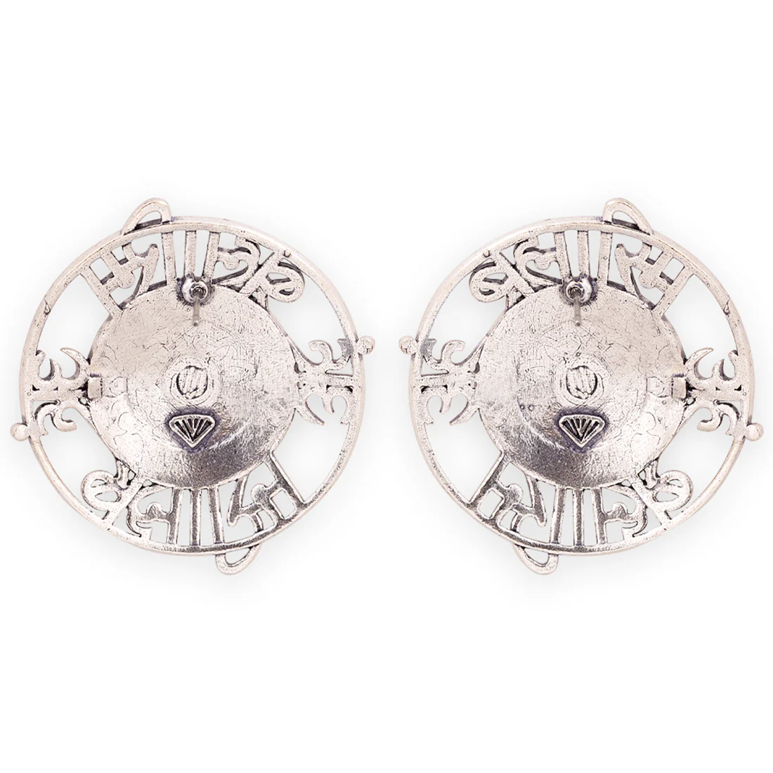Aham Brahmasmi Inscription Round Statement Earrings - Image 5