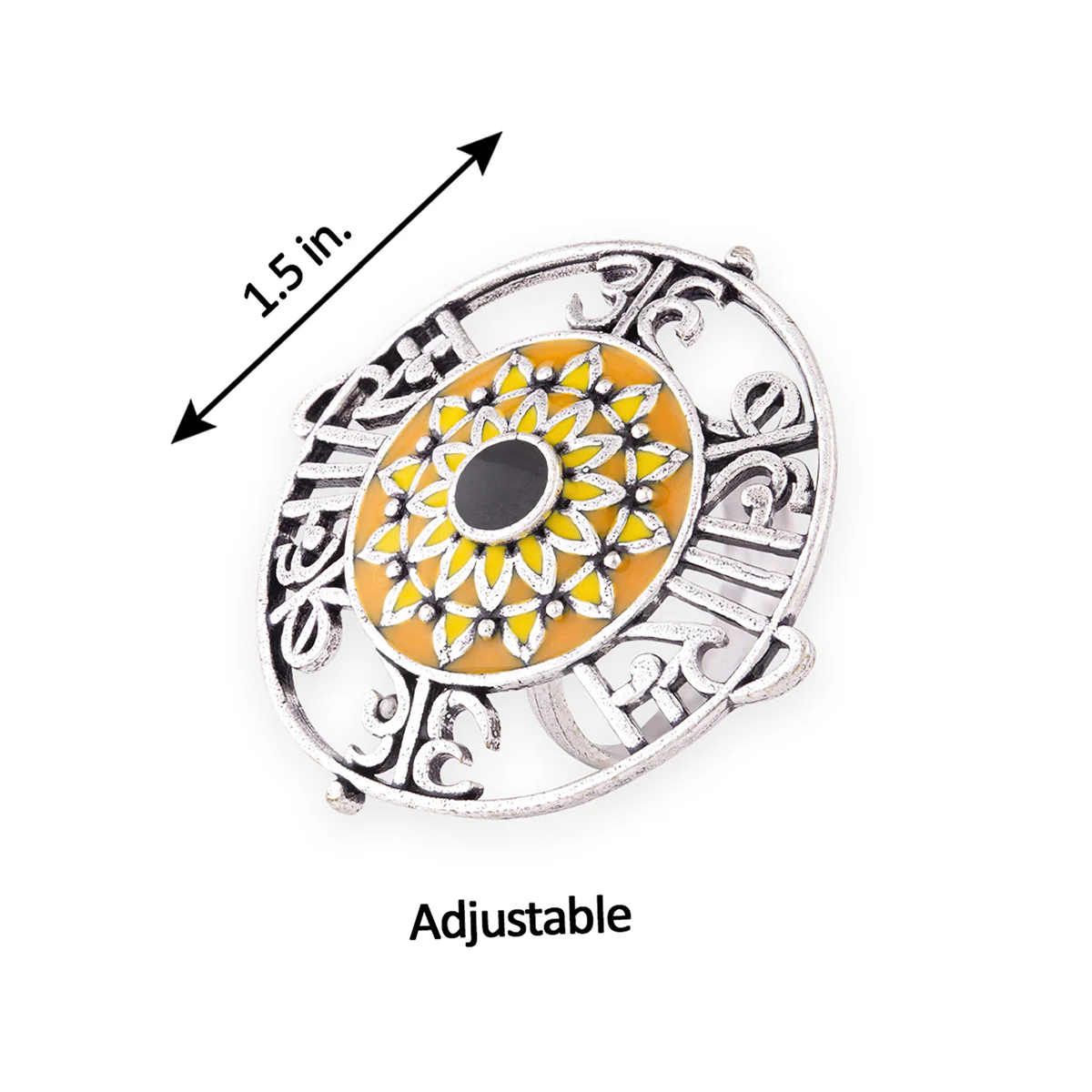 Aham Brahmasmi Inscription Round Statement Ring - Image 5