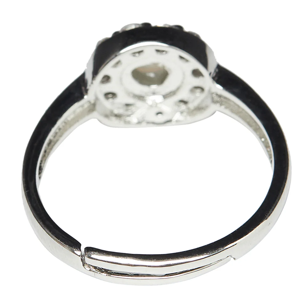 Ajustable Silver Plated Faux Pearl and CZ Adorned Women's Ring - Image 3