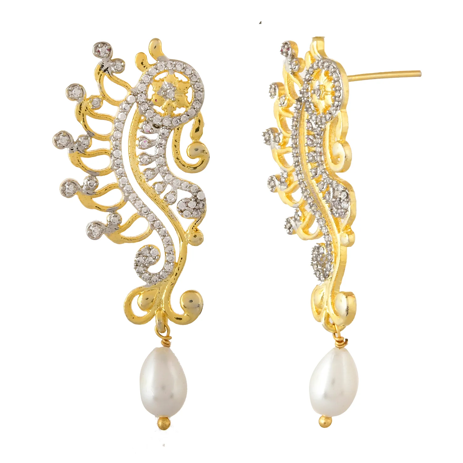 Alpana Elegant Paisley Pearl Drop Earrings - Image 3