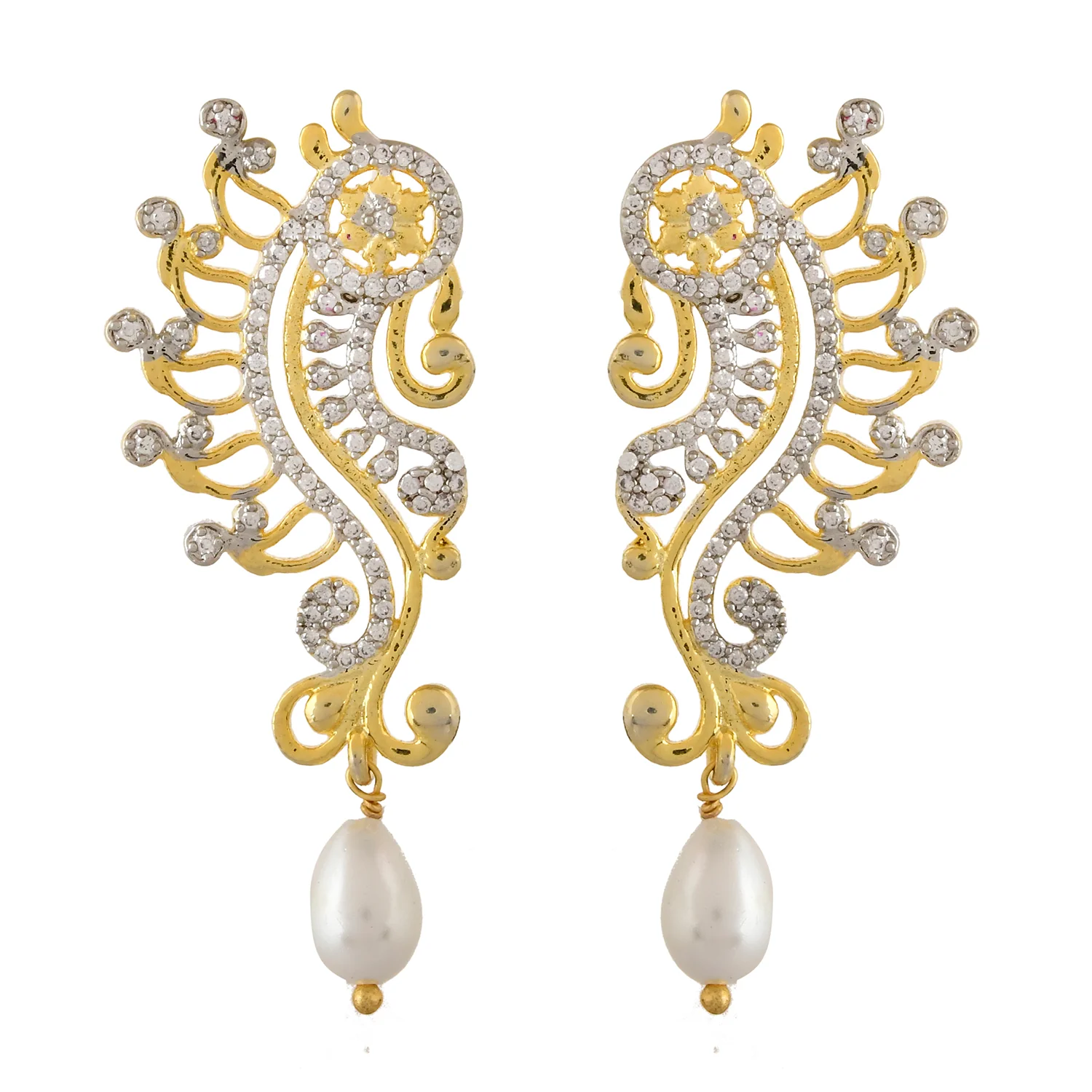 Alpana Elegant Paisley Pearl Drop Earrings - Image 4