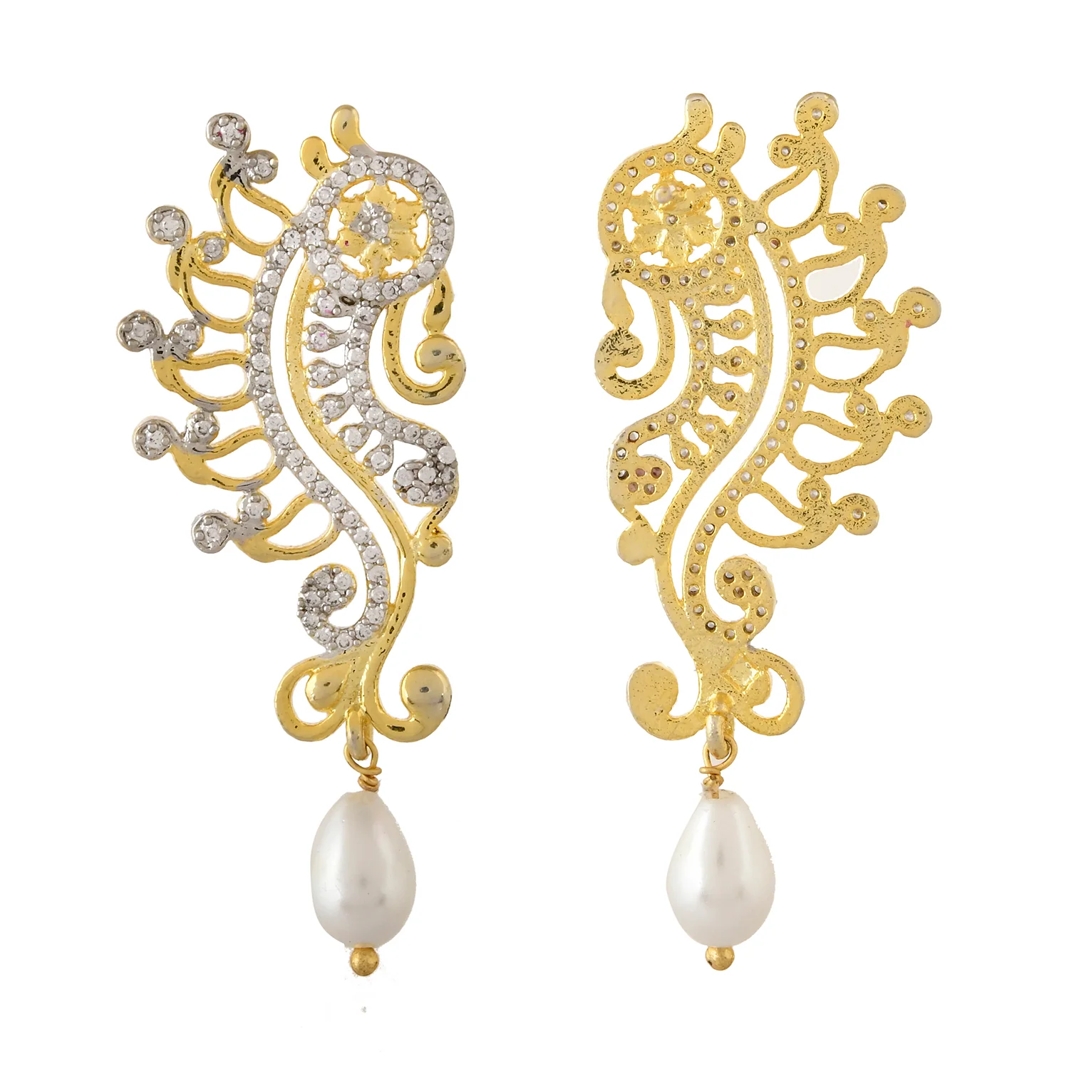 Alpana Elegant Paisley Pearl Drop Earrings - Image 5