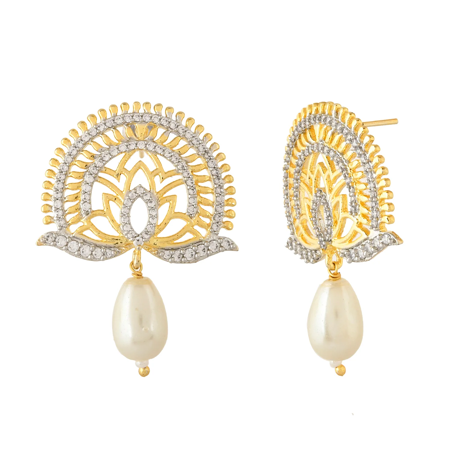 Alpana Luminary Lotus Pearl Drop Earrings - Image 3