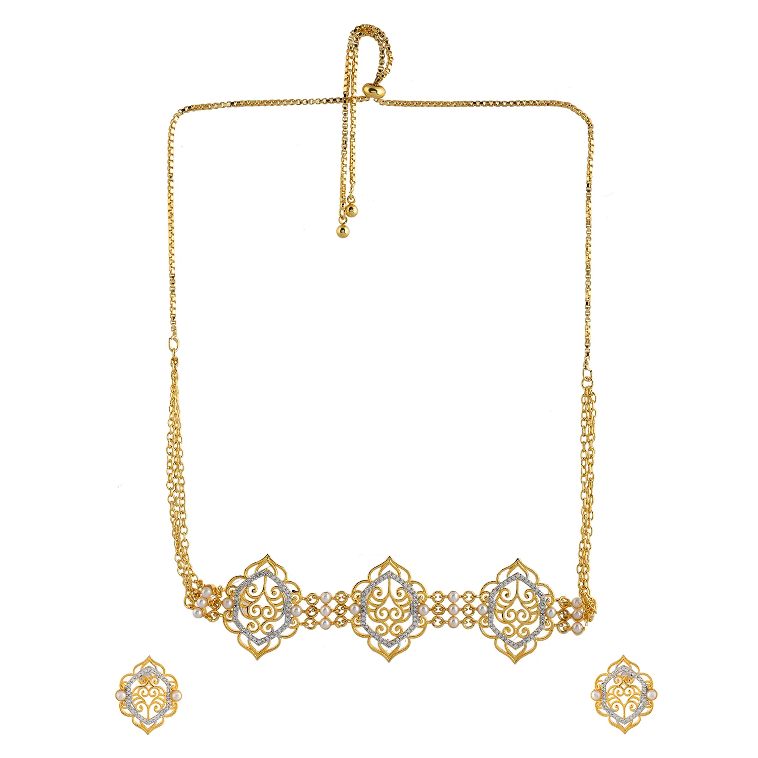 Alpana Opulent Jaali Chokar Necklace Set - Image 3