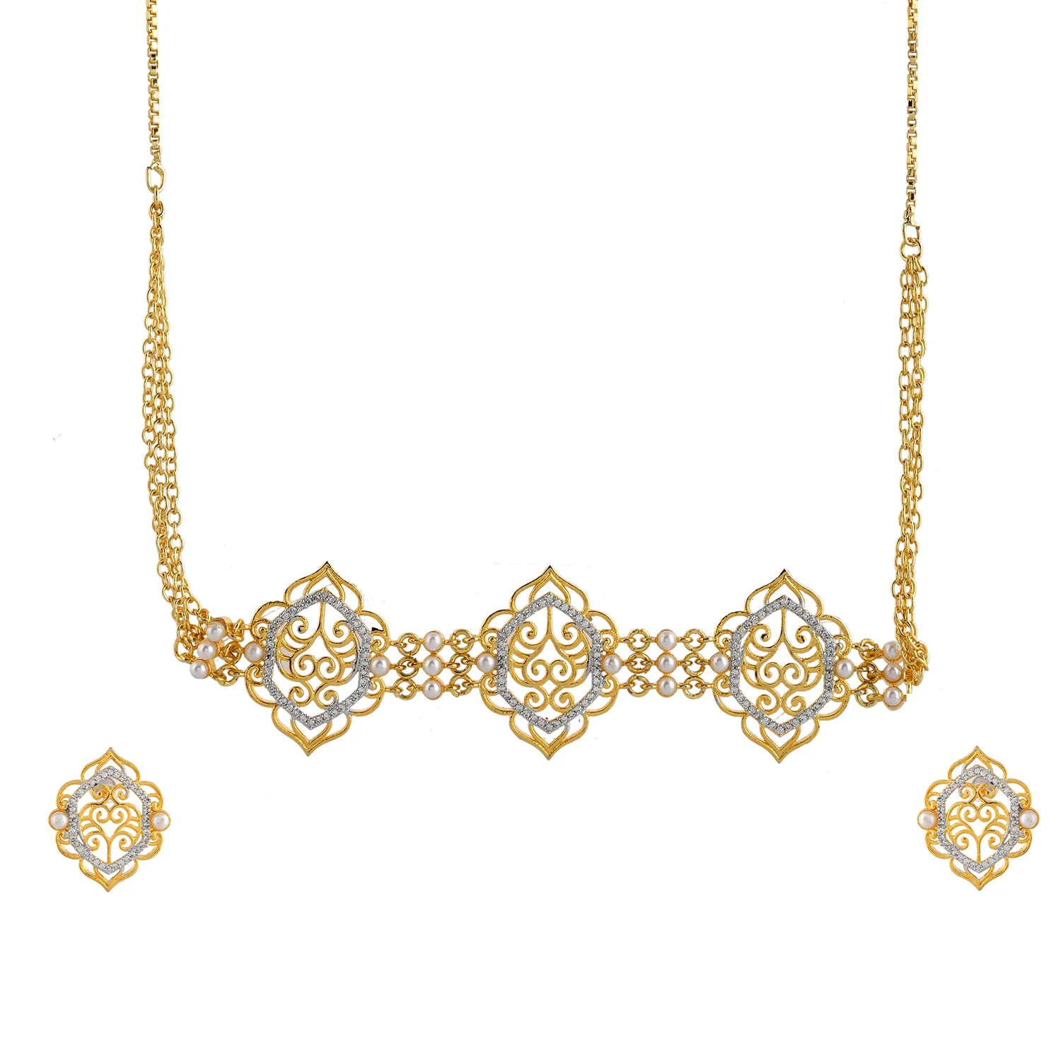 Alpana Opulent Jaali Chokar Necklace Set - Image 4