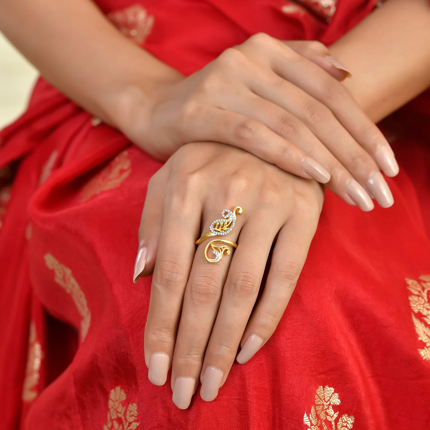 Alpana Paisley Open Finger Ring - Image 2