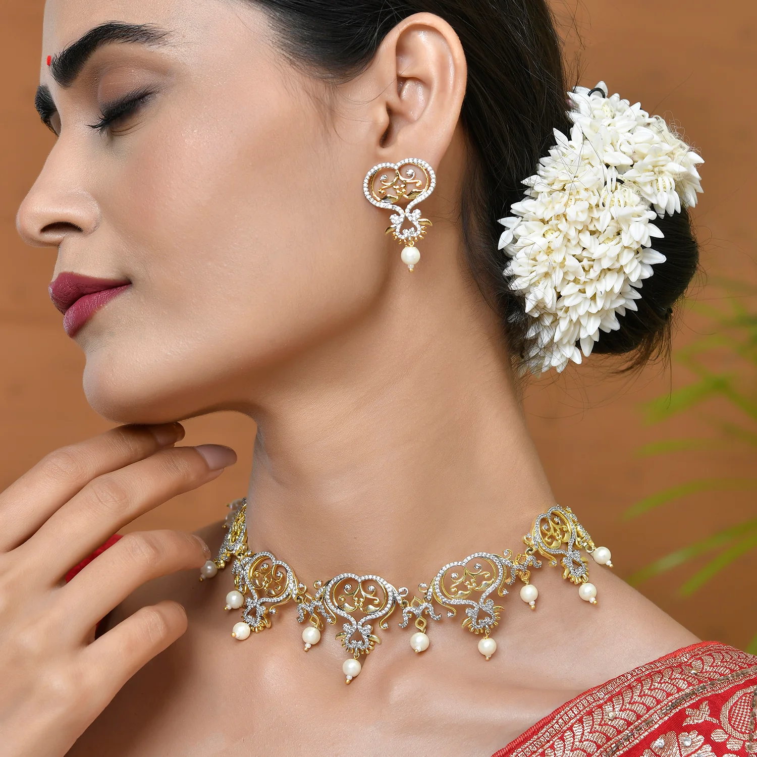 Alpana Saaz Pearl Drops Necklace Set - Image 2