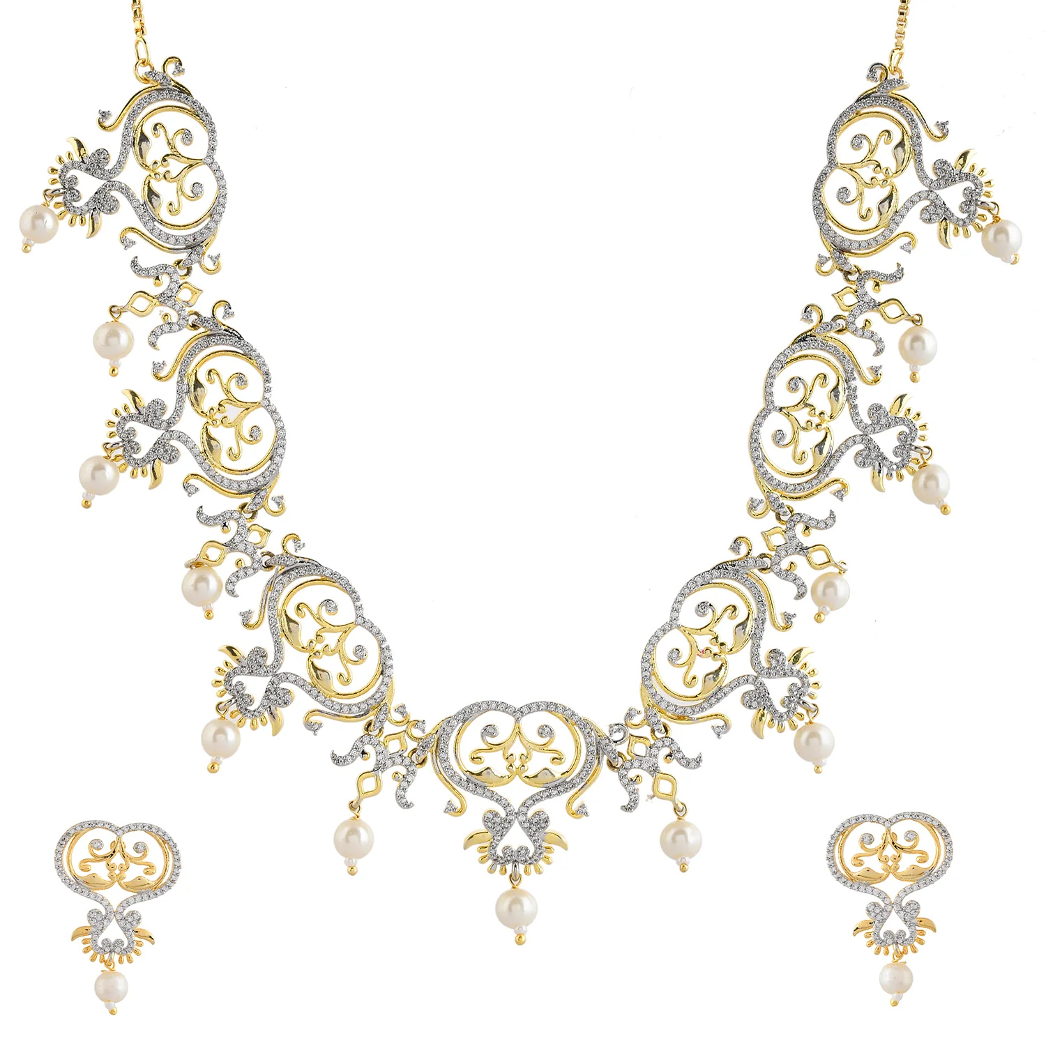 Alpana Saaz Pearl Drops Necklace Set - Image 3